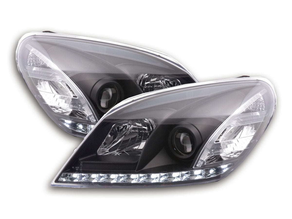 Scheinwerfer Set Daylight LED Tagfahrlicht Opel Astra H 04-09 schwarz Scheinwerfer Set Daylight LED Tagfahrlicht Opel Astra H 04-09 schwarz